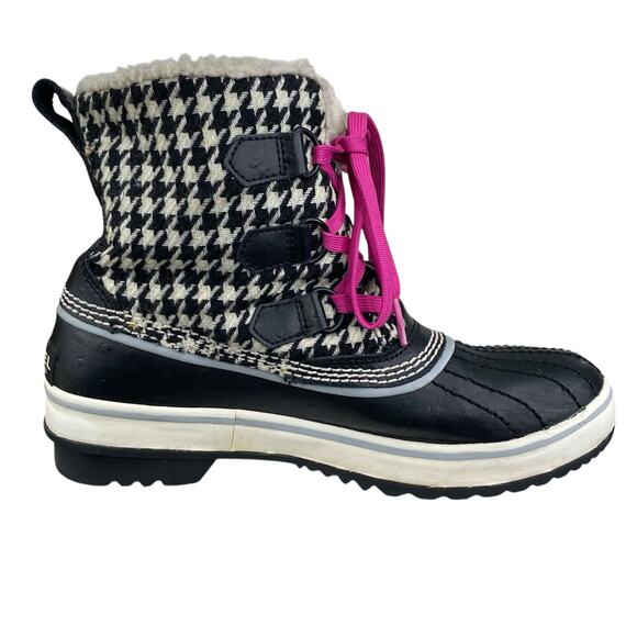 Sorel Women’s Tivoli Black Houndstooth Lace Up Winter Boots Size US 6.5 - Picture 4 of 11